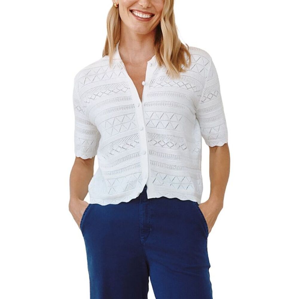 Bella Dahl Womens  Button-Down Wool-Blend Sweater, White